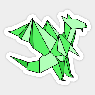 Green origami dragon Sticker